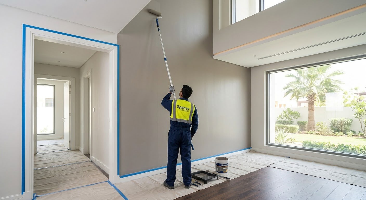 Spanex team delivering painting works on a project in Dubai