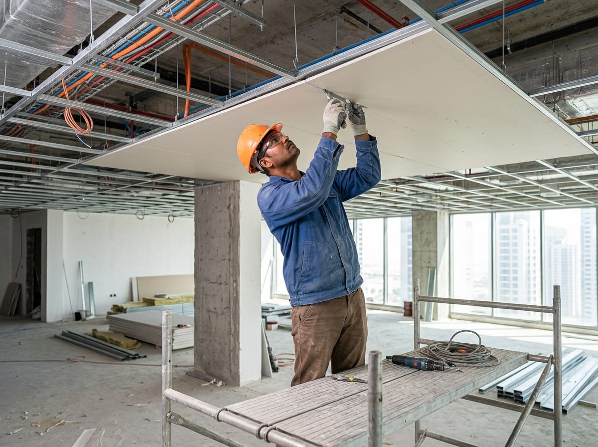 Spanex team delivering gypsum works on a project in Dubai